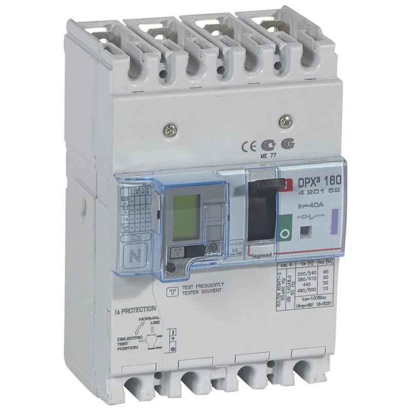 Legrand 420152 - Disjoncteur magnétothermique différentiel DPX³160 Icu 50kA 400V~ - 4P - 40A