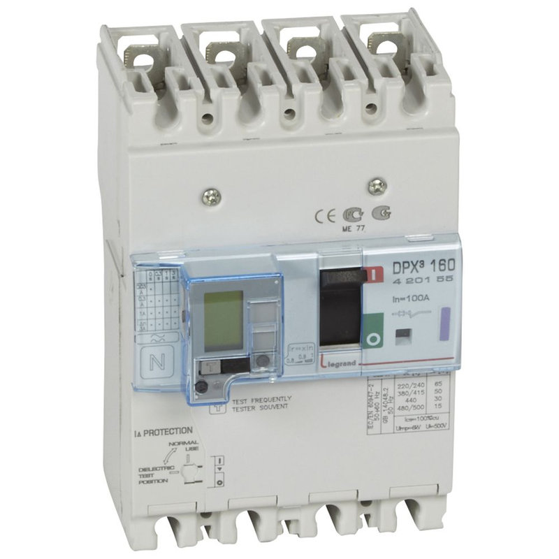 Legrand 420155 - Disjoncteur magnétothermique différentiel DPX³160 Icu 50kA 400V~ - 4P - 100A