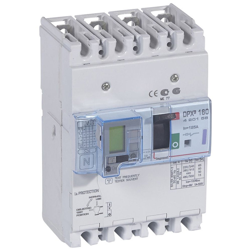Legrand 420156 - Disjoncteur magnétothermique différentiel DPX³160 Icu 50kA 400V~ - 4P - 125A