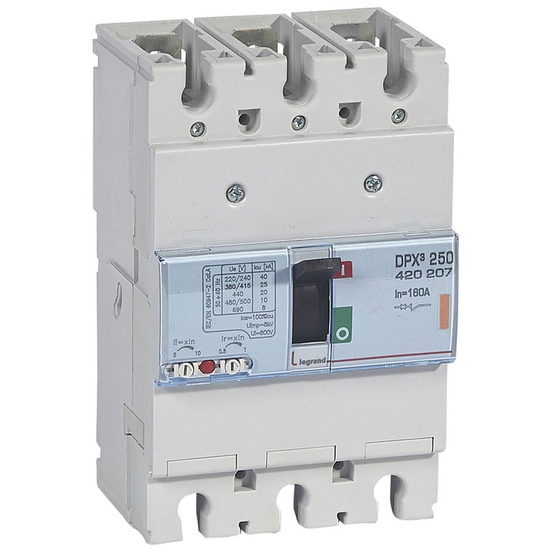Legrand 420207 - Disjoncteur magnétothermique DPX³250 pouvoir de coupure 25kA 400V~ - 3P - 160A