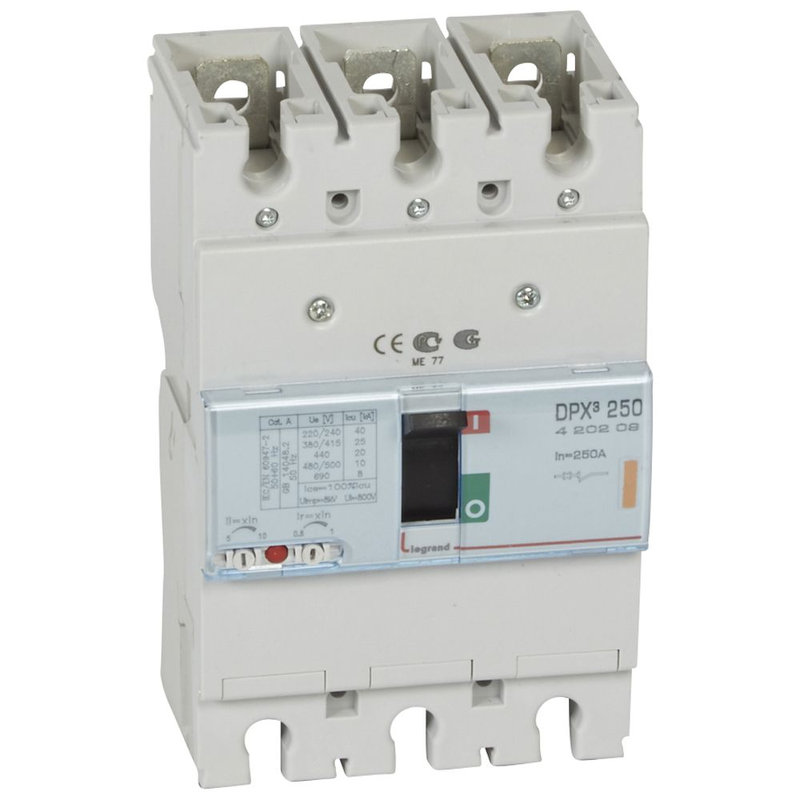 Legrand 420209 - Disjoncteur magnétothermique DPX³250 pouvoir de coupure 25kA 400V~ - 3P - 250A
