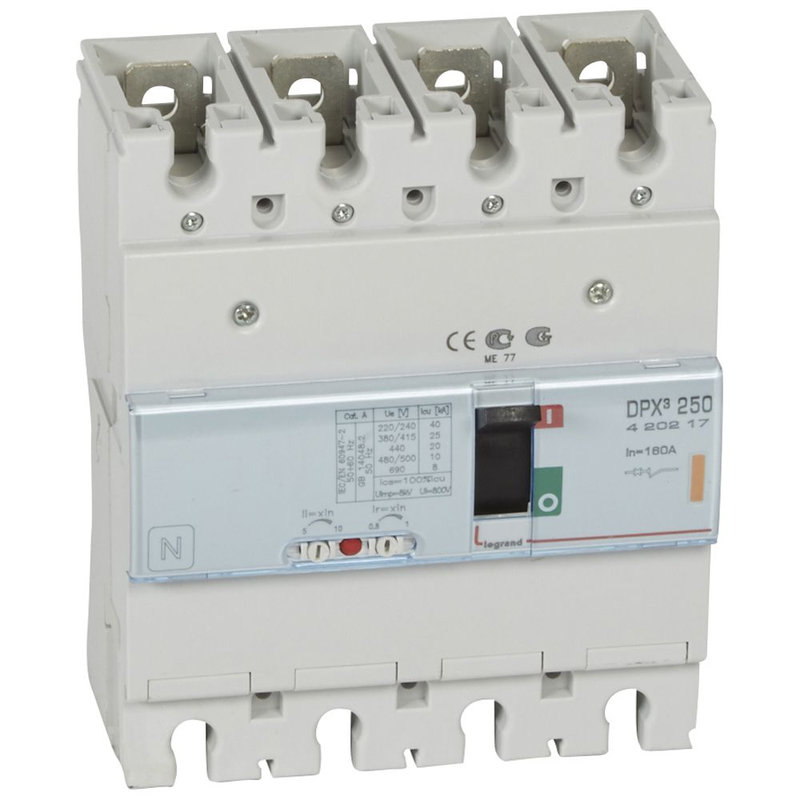 Legrand 420217 - Disjoncteur magnétothermique DPX³250 pouvoir de coupure 25kA 400V~ - 4P - 160A