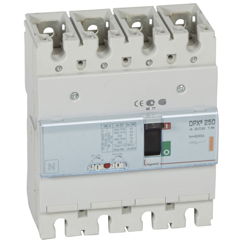 Legrand 420218 - Disjoncteur magnétothermique DPX³250 pouvoir de coupure 25kA 400V~ - 4P - 200A
