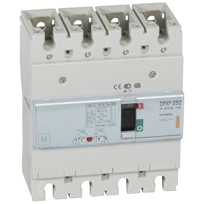 Legrand 420219 - Disjoncteur magnétothermique DPX³250 pouvoir de coupure 25kA 400V~ - 4P - 250A