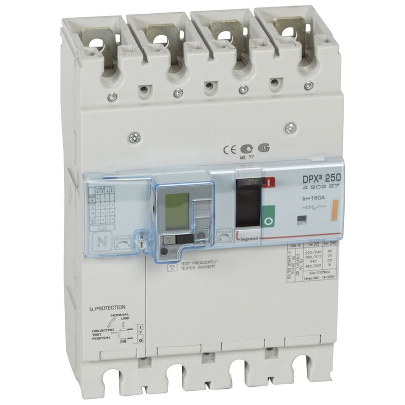 Legrand 420227 - Disjoncteur magnétothermique différentiel DPX³250 Icu 25kA 400V~ - 4P - 160A