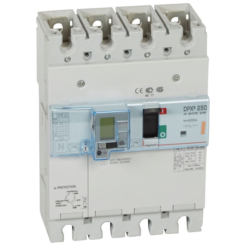 Legrand 420228 - Disjoncteur magnétothermique différentiel DPX³250 Icu 25kA 400V~ - 4P - 200A