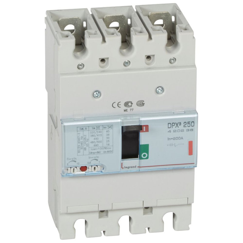 Legrand 420238 - Disjoncteur magnétothermique DPX³250 pouvoir de coupure 36kA 400V~ - 3P - 200A