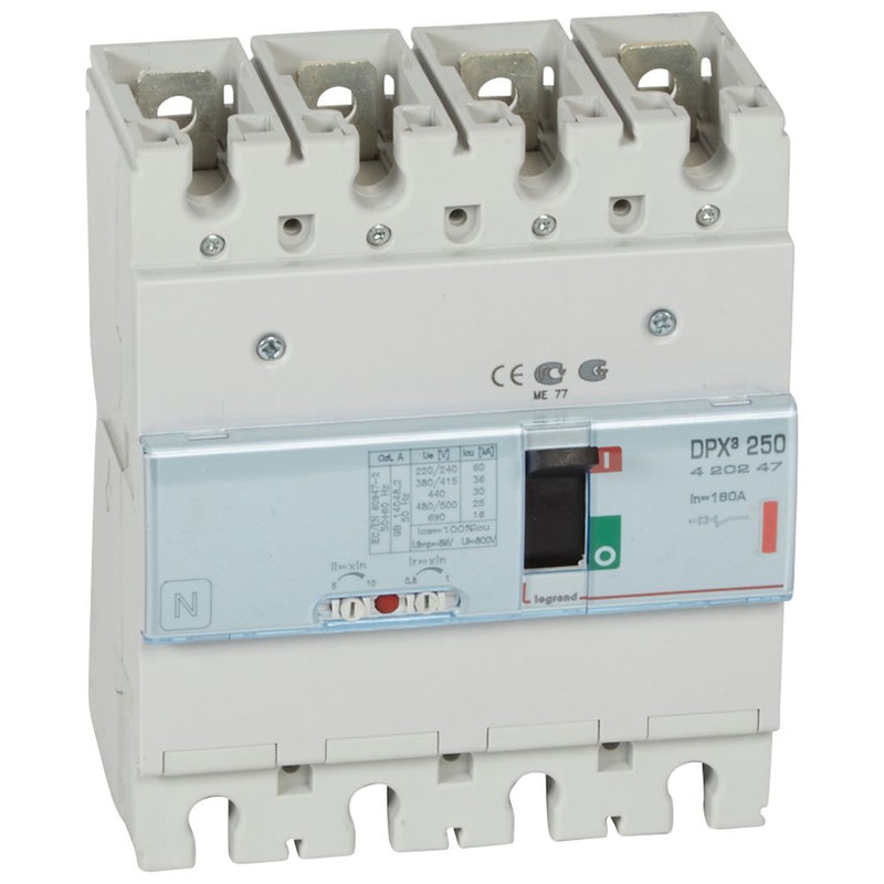 Legrand 420247 - Disjoncteur magnétothermique DPX³250 pouvoir de coupure 36kA 400V~ - 4P - 160A