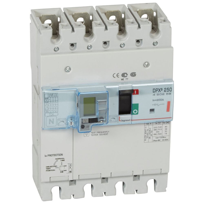 Legrand 420258 - Disjoncteur magnétothermique différentiel DPX³250 Icu 36kA 400V~ - 4P - 200A