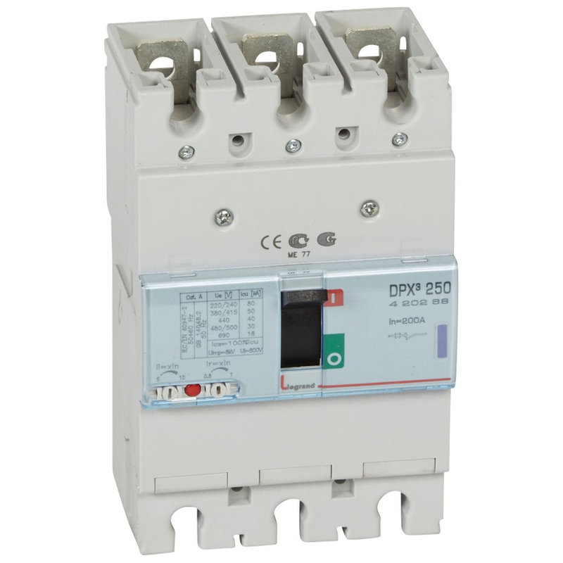Legrand 420268 - Disjoncteur magnétothermique DPX³250 pouvoir de coupure 50kA 400V~ - 3P - 200A