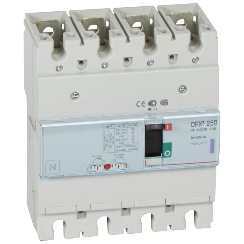 Legrand 420279 - Disjoncteur magnétothermique DPX³250 pouvoir de coupure 50kA 400V~ - 4P - 250A