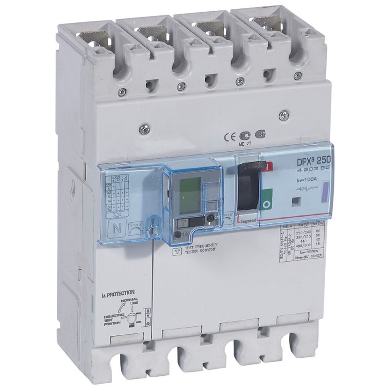 Legrand 420285 - Disjoncteur magnétothermique différentiel DPX³250 Icu 50kA 400V~ - 4P - 100A