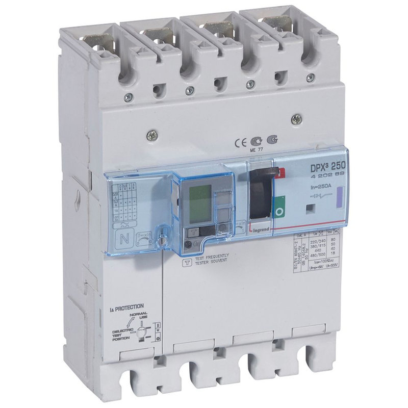 Legrand 420288 - Disjoncteur magnétothermique différentiel DPX³250 Icu 50kA 400V~ - 4P - 200A