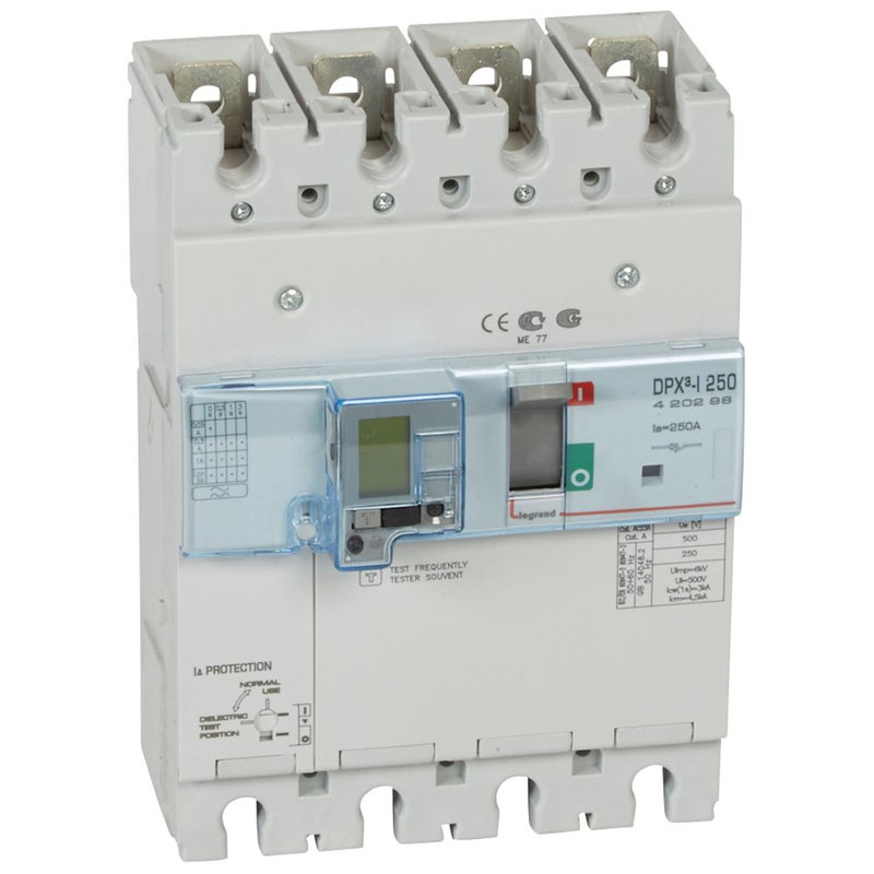 Legrand 420298 - Interrupteur à déclenchement libre DPX³-I250 - 4P avec différentiel - 250A