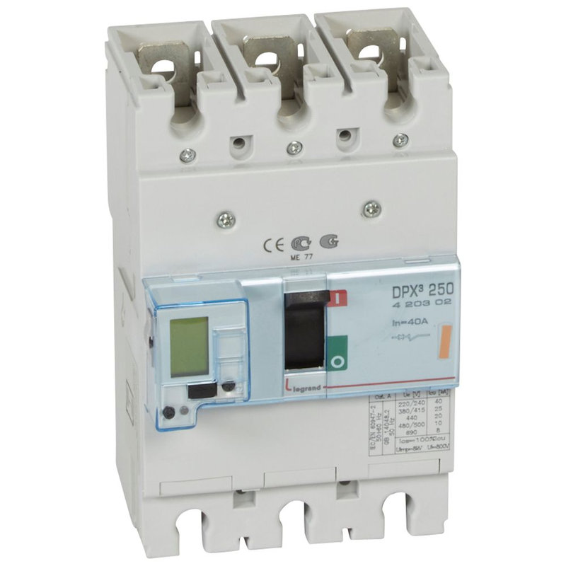Legrand 420302 - Disjoncteur électronique DPX³250 pouvoir de coupure 25kA 400V~ - 3P - 40A