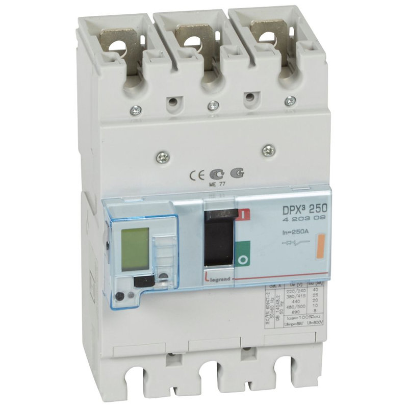 Legrand 420309 - Disjoncteur électronique DPX³250 pouvoir de coupure 25kA 400V~ - 3P - 250A