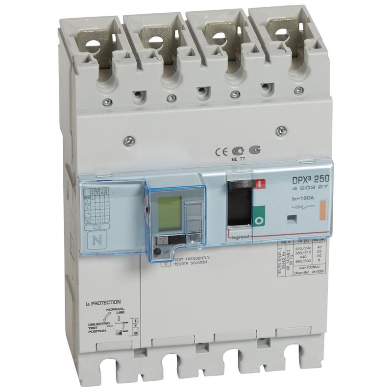 Legrand 420327 - Disjoncteur électronique différentiel DPX³250 25kA 400V~ - 4P - 160A