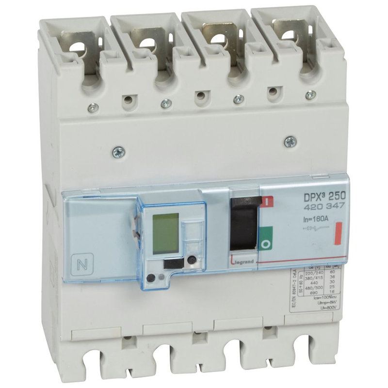 Legrand 420347 - Disjoncteur électronique DPX³250 pouvoir de coupure 36kA 400V~ - 4P - 160A