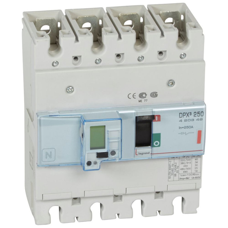 Legrand 420349 - Disjoncteur électronique DPX³250 pouvoir de coupure 36kA 400V~ - 4P - 250A