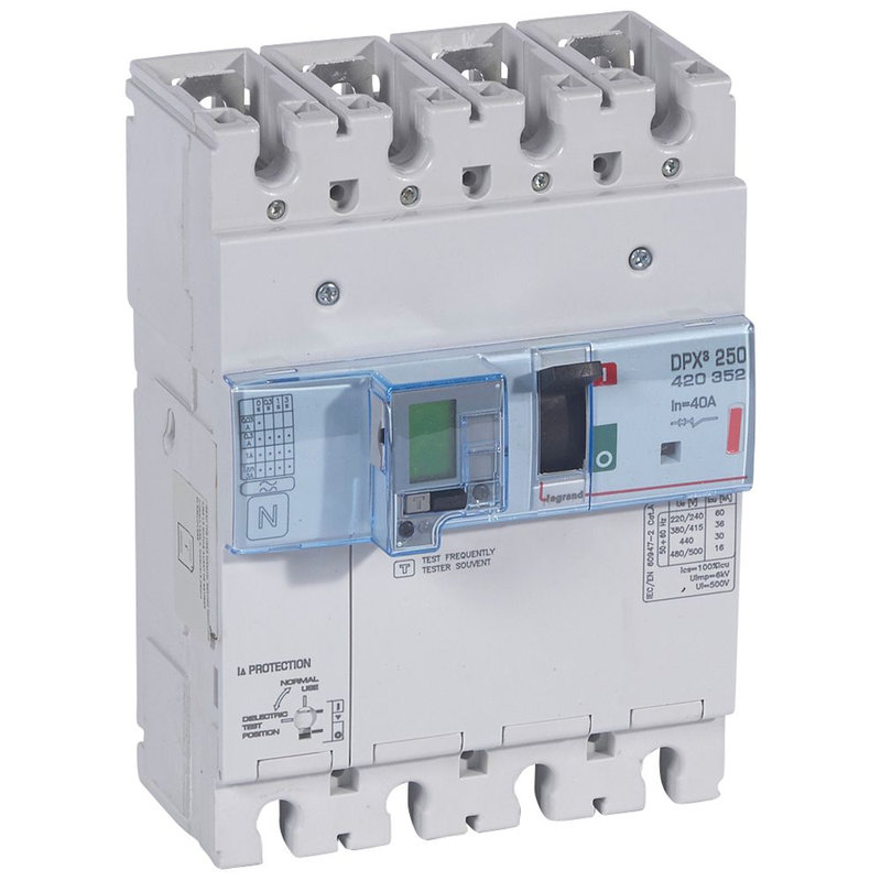Legrand 420352 - Disjoncteur électronique différentiel DPX³250 - 36kA 400V~ - 4P - 40A