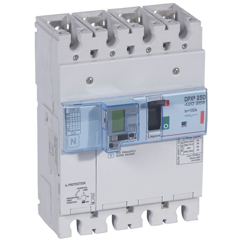 Legrand 420355 - Disjoncteur électronique différentiel DPX³250 - 36kA 400V~ - 4P - 100A