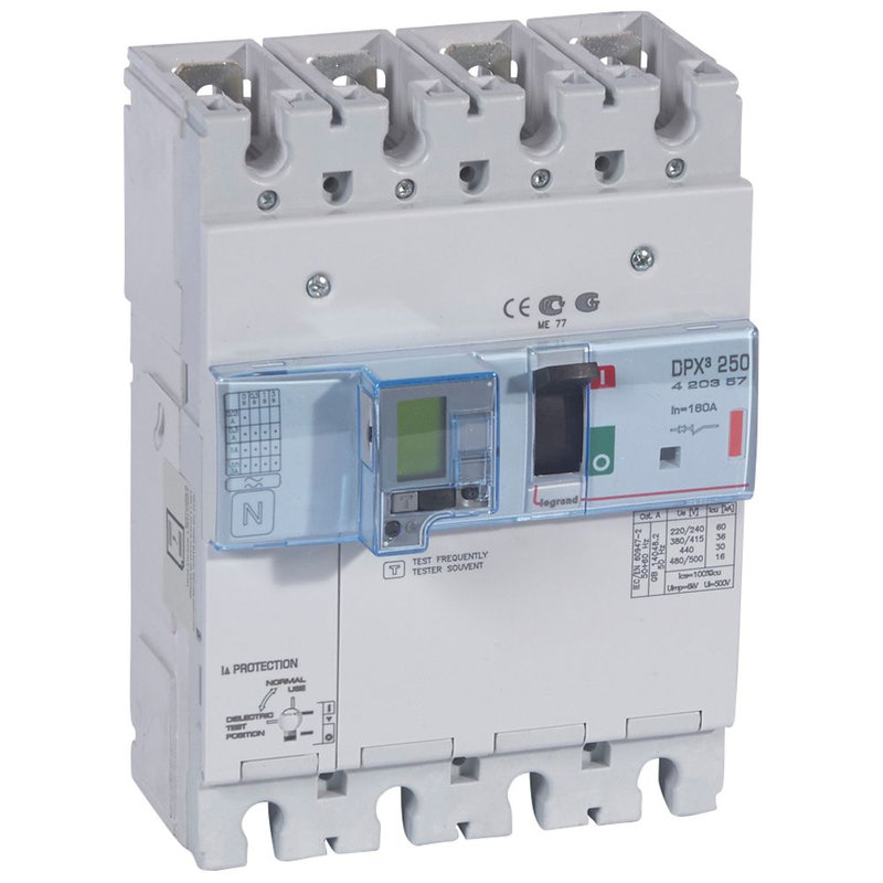 Legrand 420357 - Disjoncteur électronique différentiel DPX³250 - 36kA 400V~ - 4P - 160A