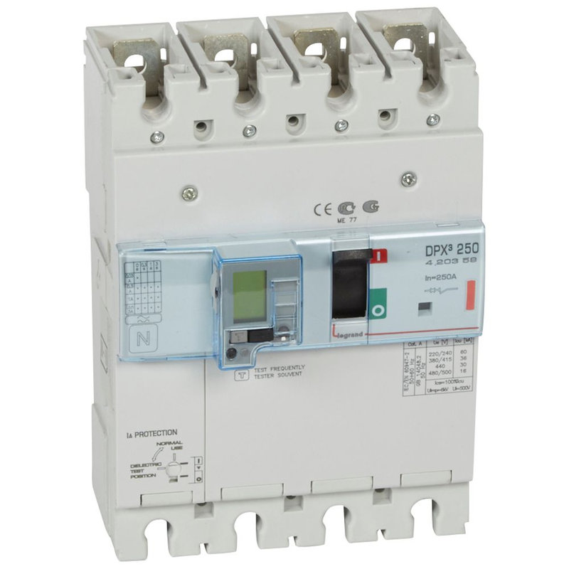 Legrand 420359 - Disjoncteur électronique différentiel DPX³250 - 36kA 400V~ - 4P - 250A