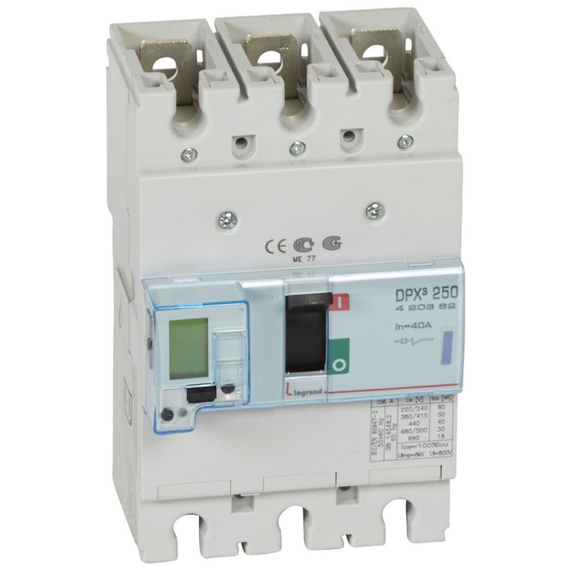 Legrand 420362 - Disjoncteur électronique DPX³250 pouvoir de coupure 50kA 400V~ - 3P - 40A
