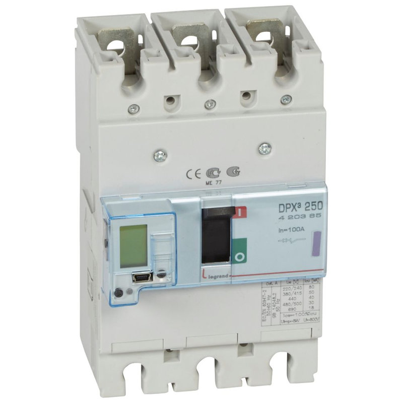 Legrand 420365 - Disjoncteur électronique DPX³250 pouvoir de coupure 50kA 400V~ - 3P - 100A