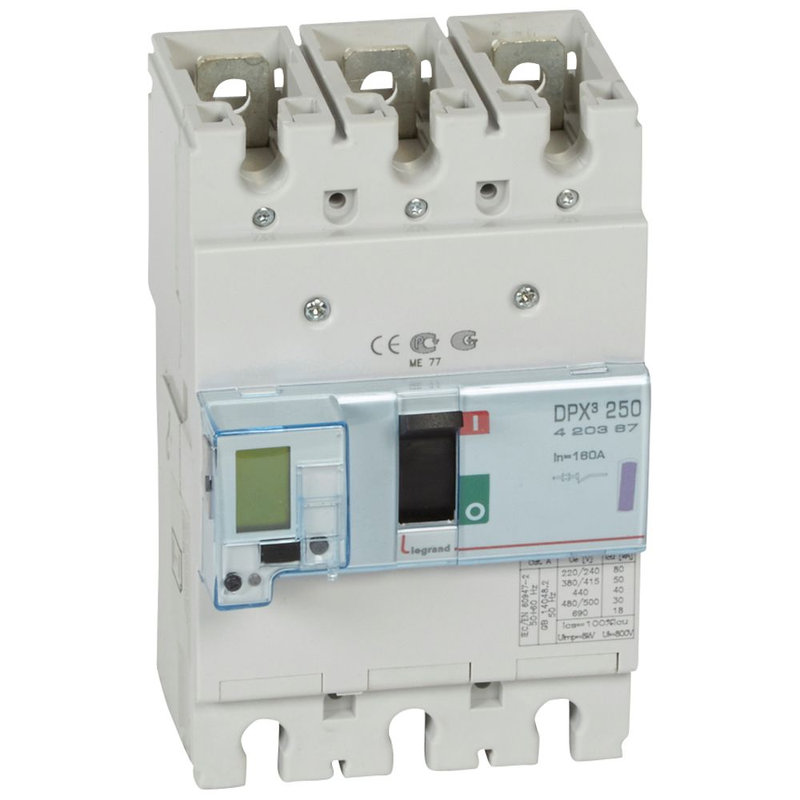 Legrand 420367 - Disjoncteur électronique DPX³250 pouvoir de coupure 50kA 400V~ - 3P - 160A