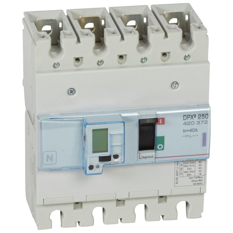 Legrand 420372 - Disjoncteur électronique DPX³250 pouvoir de coupure 50kA 400V~ - 4P - 40A