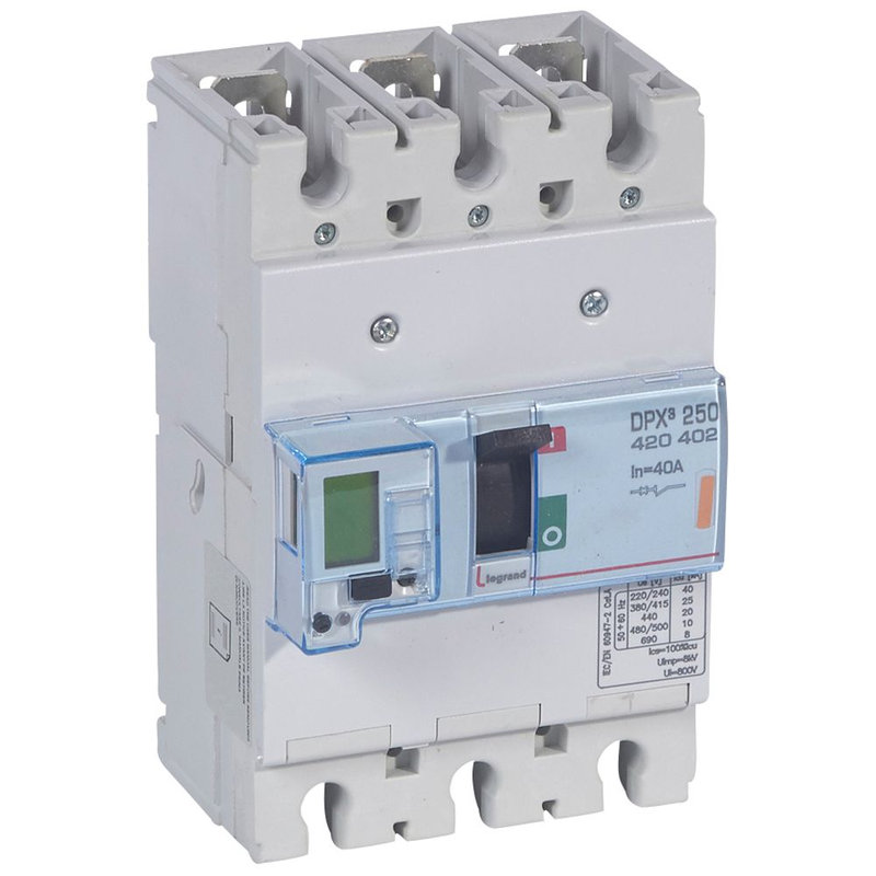 Legrand 420402 - Disjoncteur électronique avec unité de mesure DPX³250 Icu 25kA 400V~ - 3P - 40A