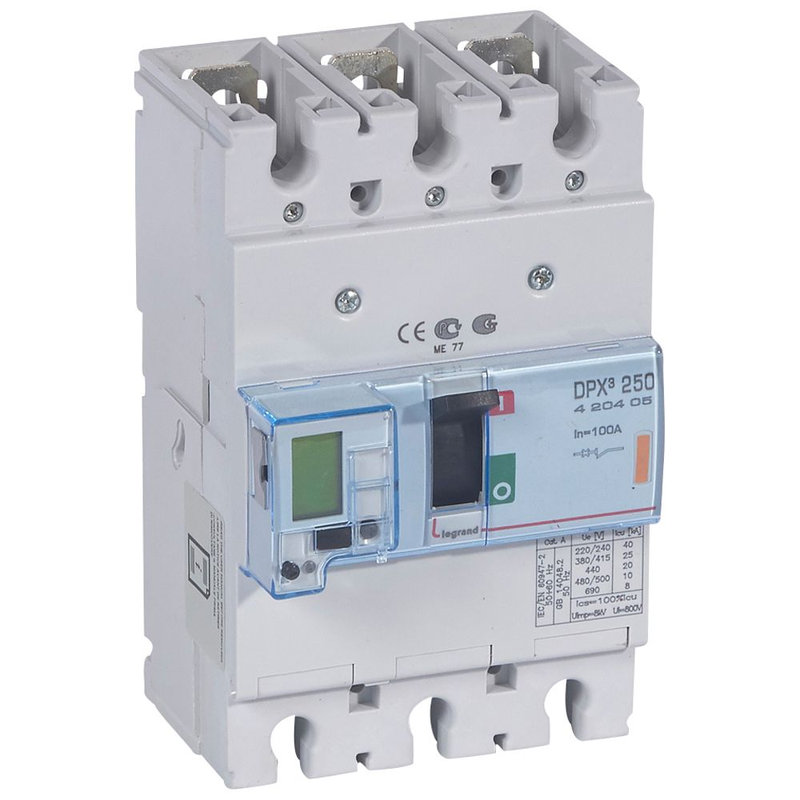 Legrand 420405 - Disjoncteur électronique avec unité de mesure DPX³250 Icu 25kA 400V~ - 3P - 100A