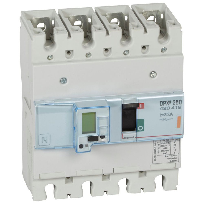 Legrand 420419 - Disjoncteur électronique avec unité de mesure DPX³250 Icu 25kA 400V~ - 4P - 250A