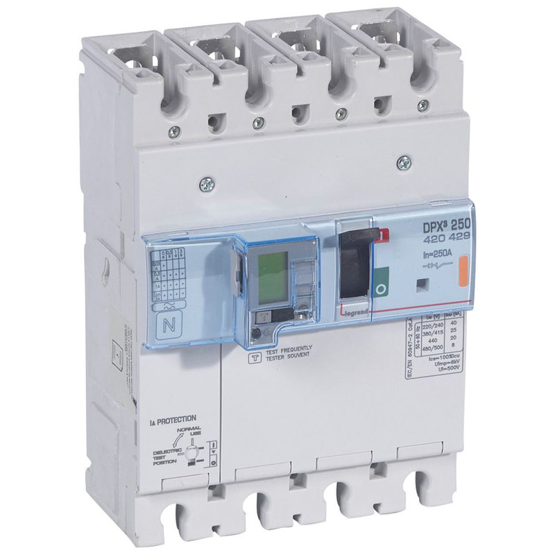 Legrand 420429 - Disjoncteur électronique diff - unité de mesure DPX³250 Icu 25kA 400V~ - 4P 250A