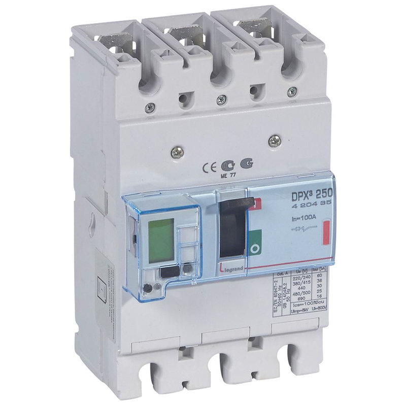 Legrand 420435 - Disjoncteur électronique avec unité de mesure DPX³250 Icu 36kA 400V~ - 3P - 100A