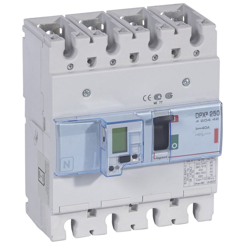 Legrand 420442 - Disjoncteur électronique avec unité de mesure DPX³250 Icu 36kA 400V~ - 4P - 40A