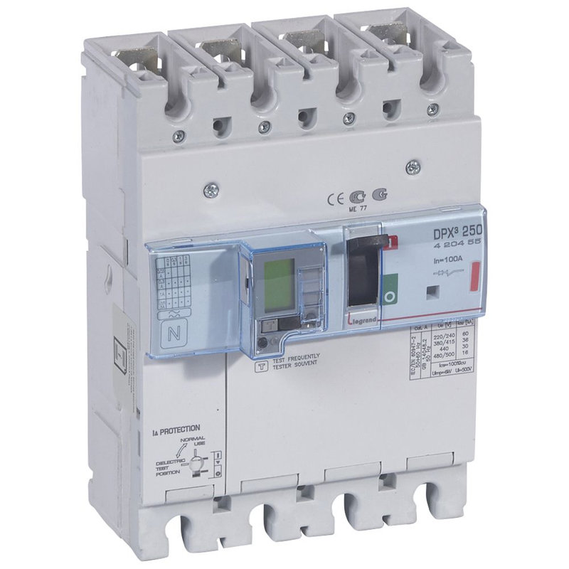 Legrand 420455 - Disjoncteur électronique diff - unité de mesure DPX³250 Icu 36kA 400V~ - 4P 100A