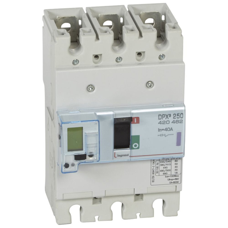 Legrand 420462 - Disjoncteur électronique avec unité de mesure DPX³250 Icu 50kA 400V~ - 3P - 40A