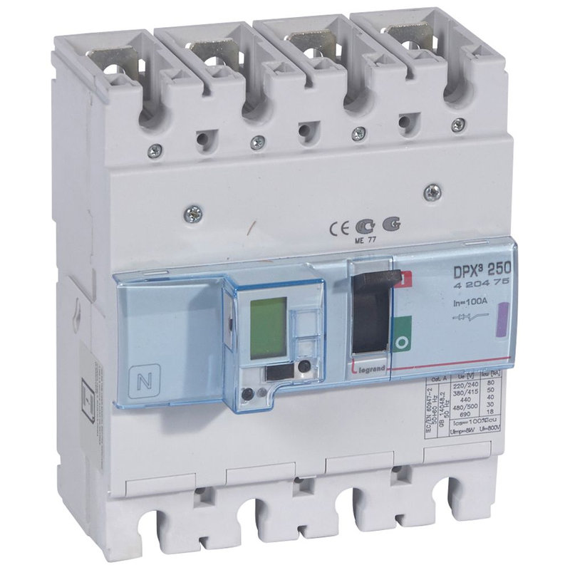 Legrand 420475 - Disjoncteur électronique avec unité de mesure DPX³250 Icu 50kA 400V~ - 4P - 100A