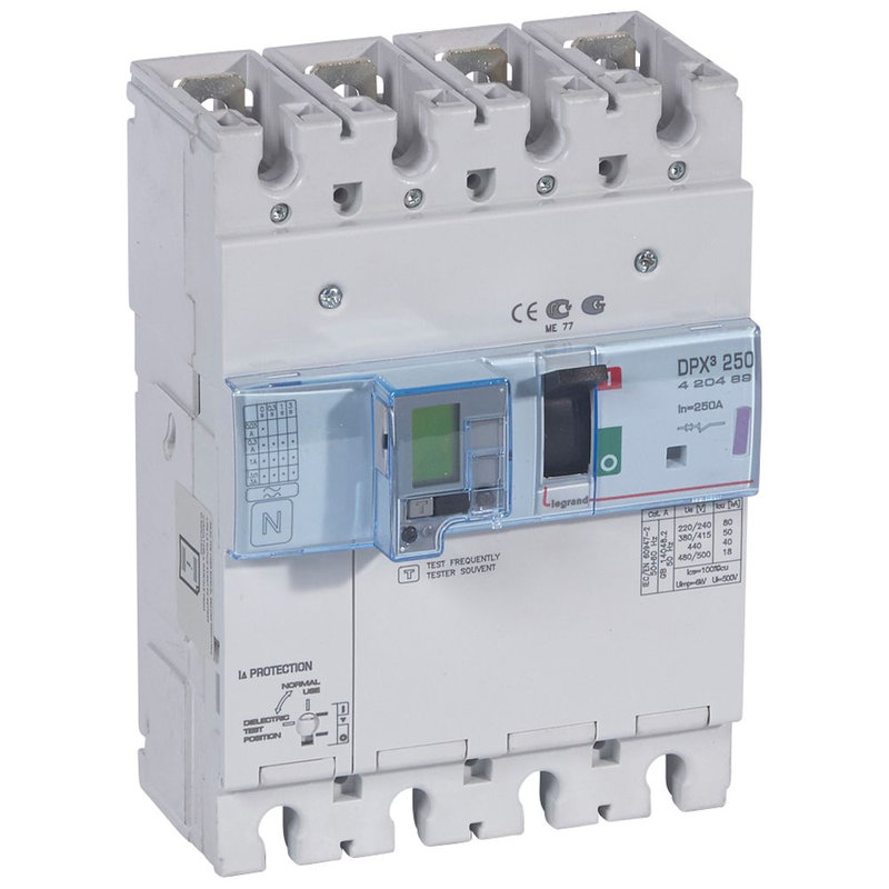 Legrand 420489 - Disjoncteur électronique diff - unité de mesure DPX³250 Icu 50kA 400V~ - 4P 250A