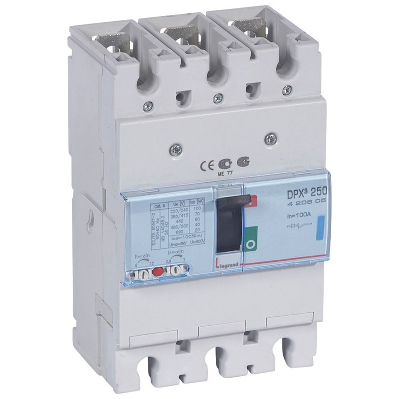 Legrand 420605 - Disjoncteur magnétothermique DPX³250 pouvoir de coupure 70kA 400V~ - 3P - 100A