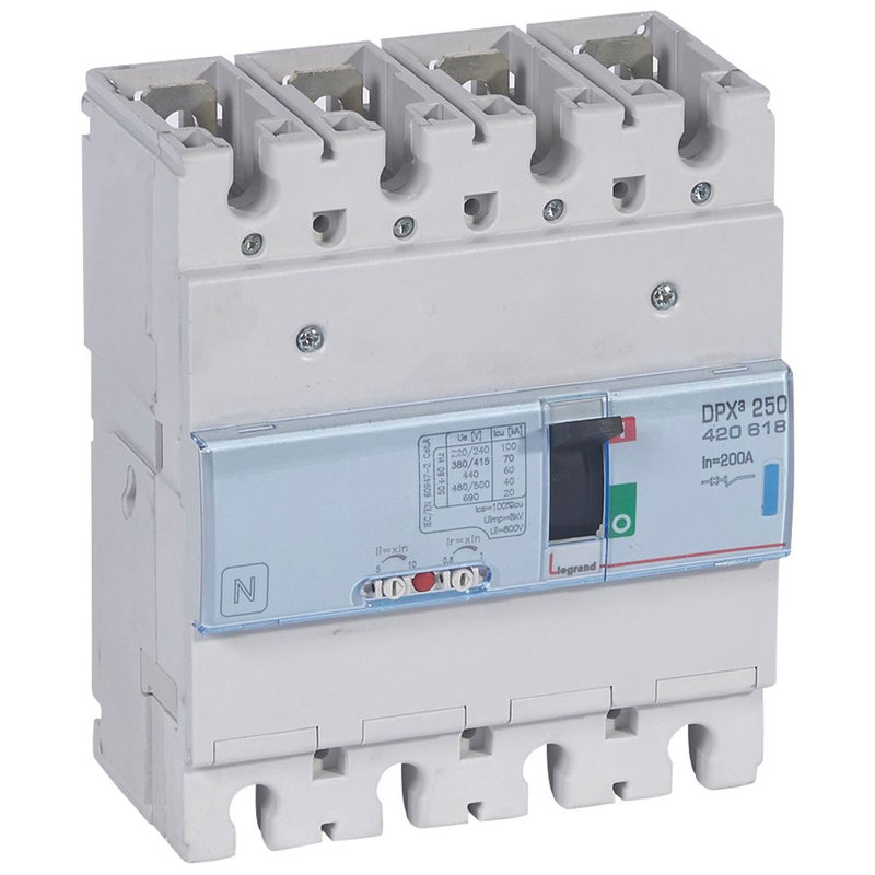 Legrand 420618 - Disjoncteur magnétothermique DPX³250 pouvoir de coupure 70kA 400V~ - 4P - 200A