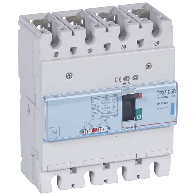 Legrand 420619 - Disjoncteur magnétothermique DPX³250 pouvoir de coupure 70kA 400V~ - 4P - 250A