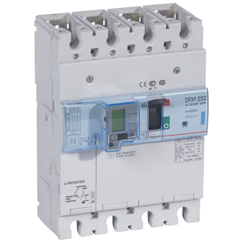 Legrand 420628 - Disjoncteur magnétothermique différentiel DPX³250 Icu 70kA 400V~ - 4P - 200A