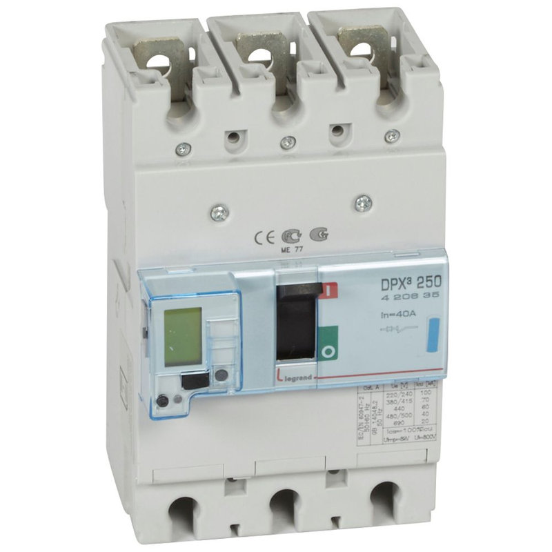 Legrand 420635 - Disjoncteur électronique DPX³250 pouvoir de coupure 70kA 400V~ - 3P - 40A