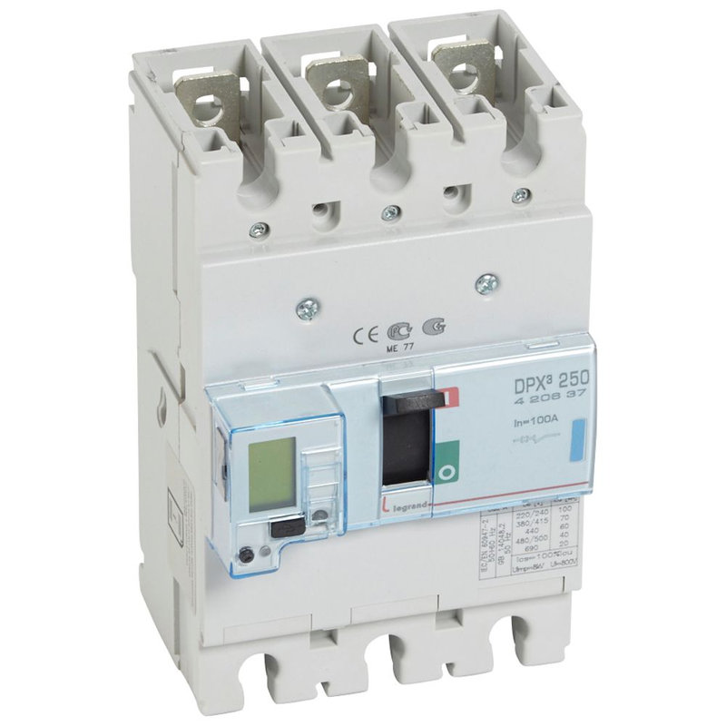 Legrand 420637 - Disjoncteur électronique DPX³250 pouvoir de coupure 70kA 400V~ - 3P - 100A