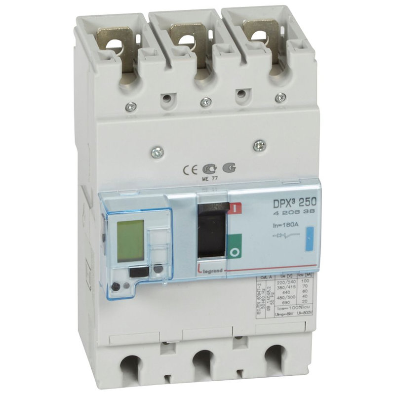 Legrand 420638 - Disjoncteur électronique DPX³250 pouvoir de coupure 70kA 400V~ - 3P - 160A