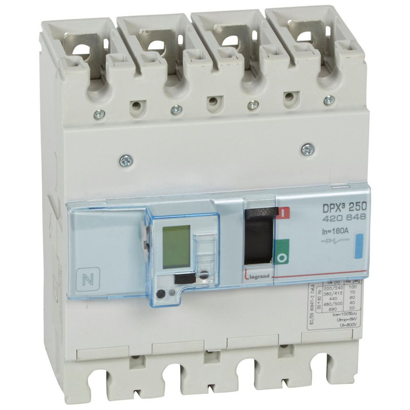 Legrand 420648 - Disjoncteur électronique DPX³250 pouvoir de coupure 70kA 400V~ - 4P - 160A