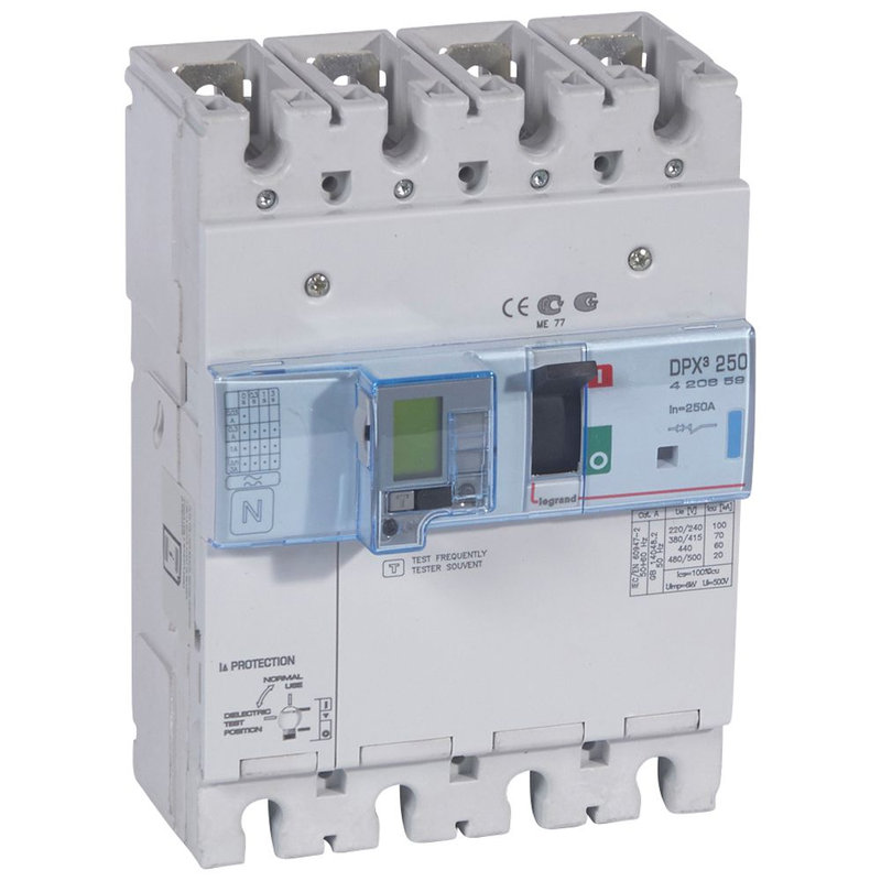Legrand 420659 - Disjoncteur électronique différentiel DPX³250 - 70kA 400V~ - 4P - 250A